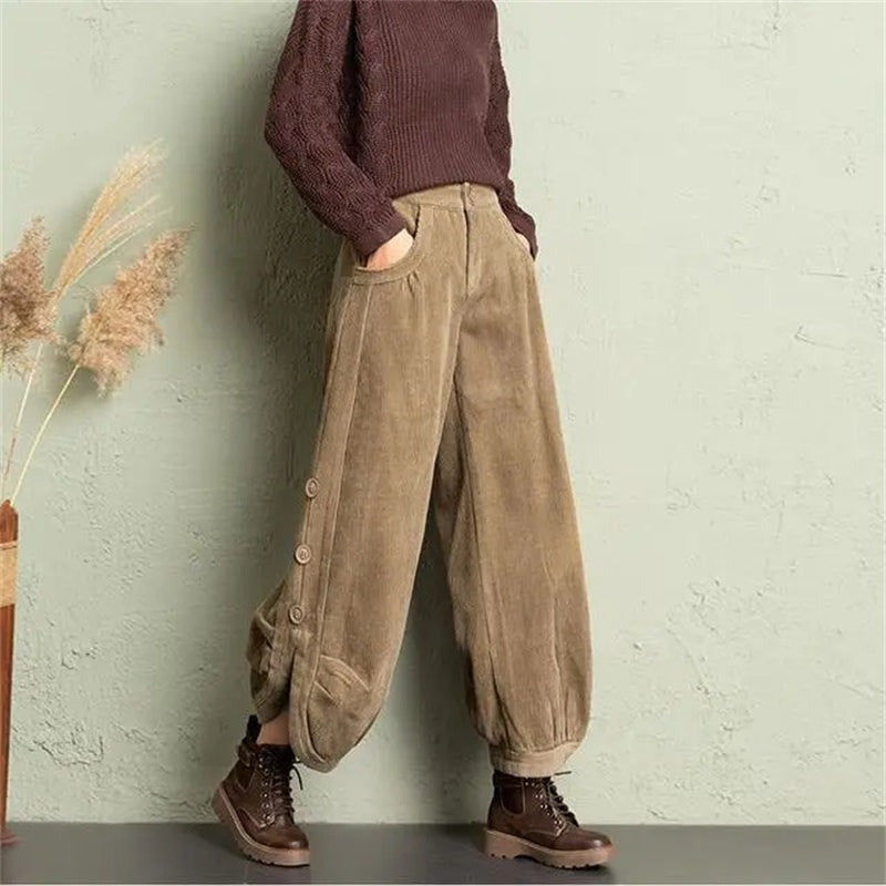 Women's Wide-Leg Corduroy Trousers — Relaxed Fit Cord Trousers in Classic Colours for Everyday Elegance | Koossa