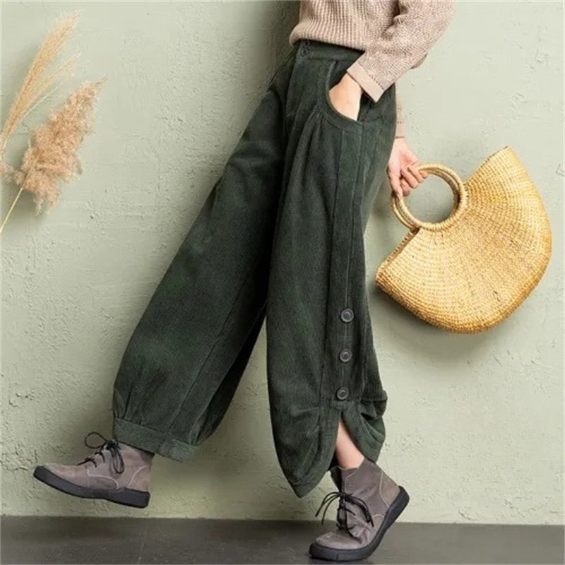 Women's Wide-Leg Corduroy Trousers — Relaxed Fit Cord Trousers in Classic Colours for Everyday Elegance | Koossa