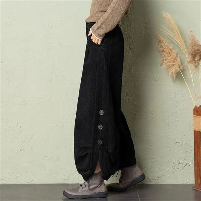 Women's Wide-Leg Corduroy Trousers — Relaxed Fit Cord Trousers in Classic Colours for Everyday Elegance | Koossa