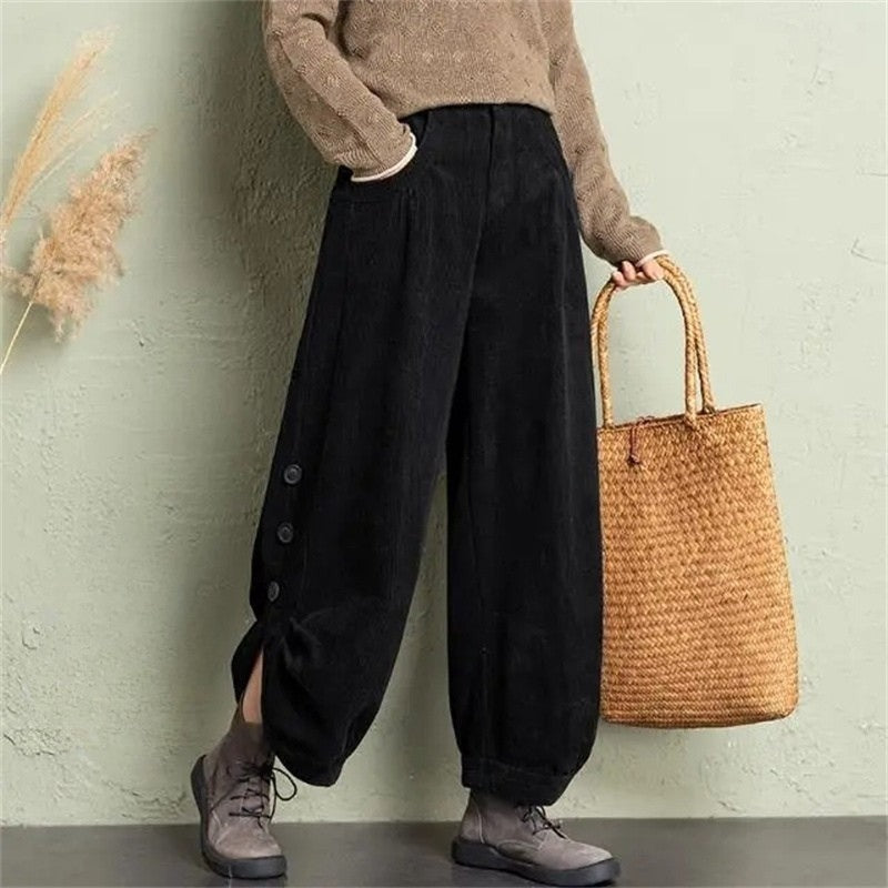 Women's Wide-Leg Corduroy Trousers — Relaxed Fit Cord Trousers in Classic Colours for Everyday Elegance | Koossa