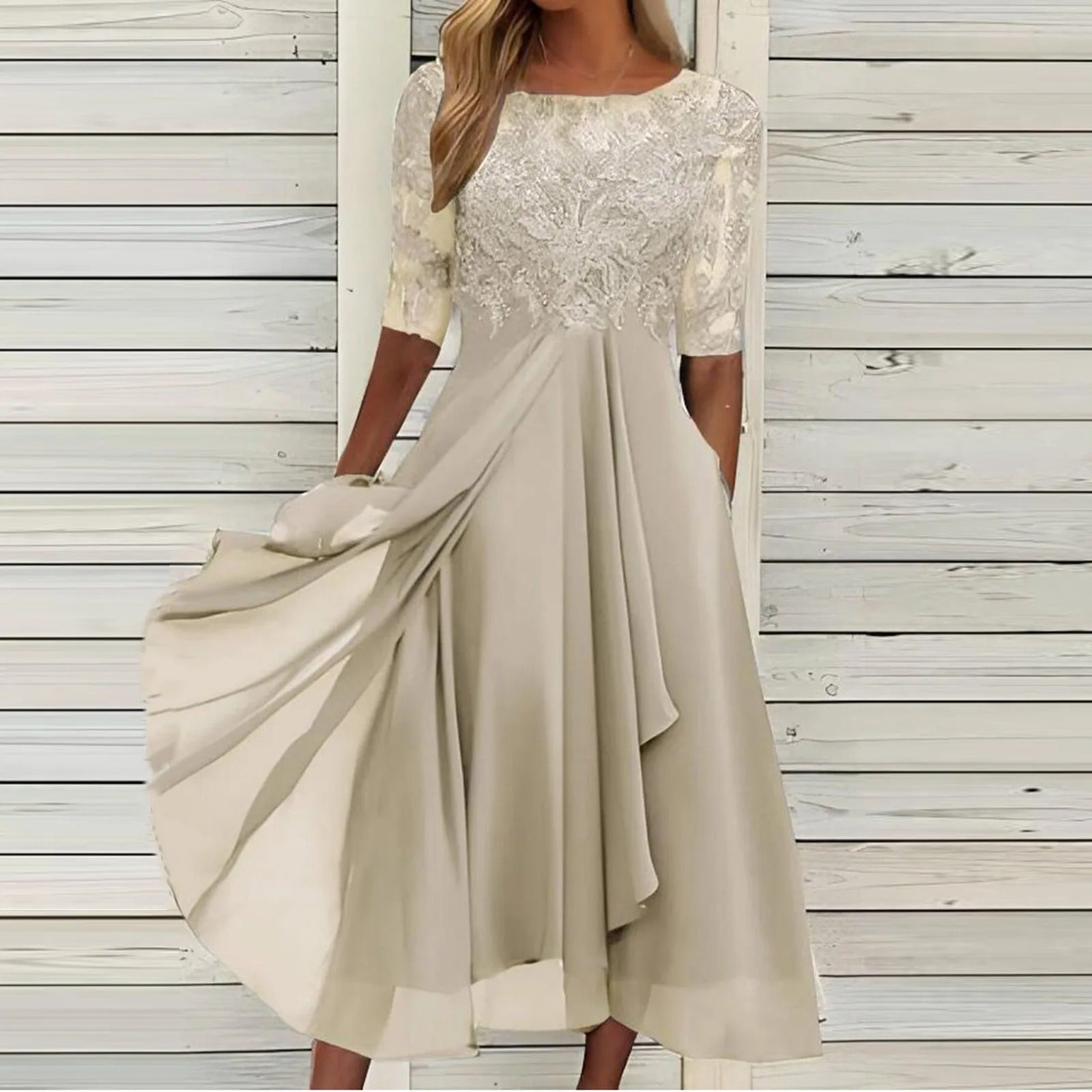 Women's Draped Evening Dress with Defined Waist and Elegant Neckline in Blue Pink White Green for Formal Occasions Gala Dinner Party Sophisticated Timeless Silhouette | Koossa