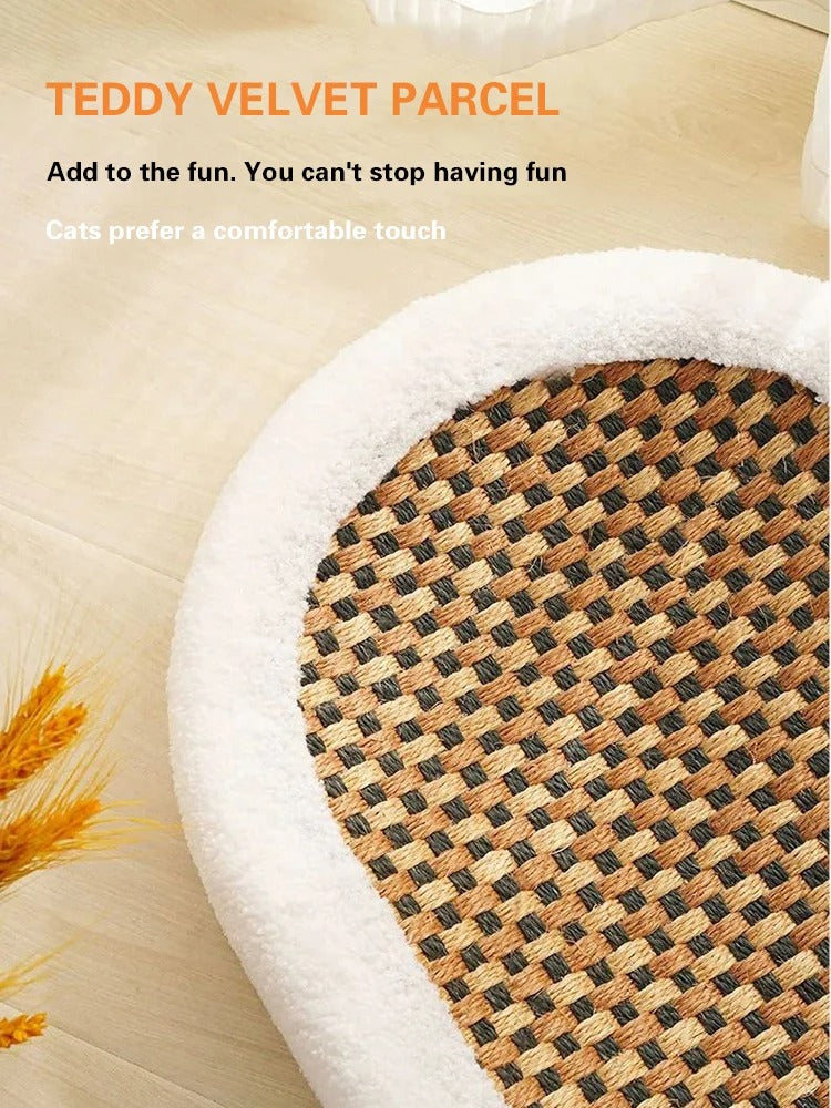 Cat Bed Scratching Post Round Cardboard Beige Large Sofa Lounge Scratcher Furniture | Koossa