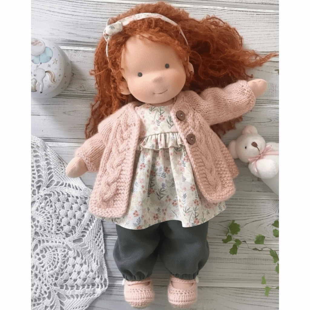 Handmade Cotton Waldorf Doll, Soft Cloth Baby Doll for Toddlers & Preschoolers, Natural Fabric Stuffed Toy for Imaginative Play | Lonoma