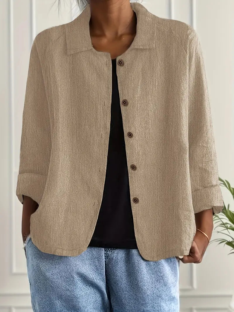 Women's Long Sleeve Shirt — Classic Breathable Button-Through Blouse for Everyday Comfort & Relaxed Tailoring | Koossa