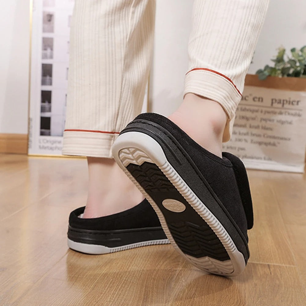 Adjustable Open-Toe Slippers for Swollen Feet, Extra-Wide Cushioned Edema Slippers with Hook-and-Loop Strap, Indoor Outdoor Rubber Sole | Lonoma