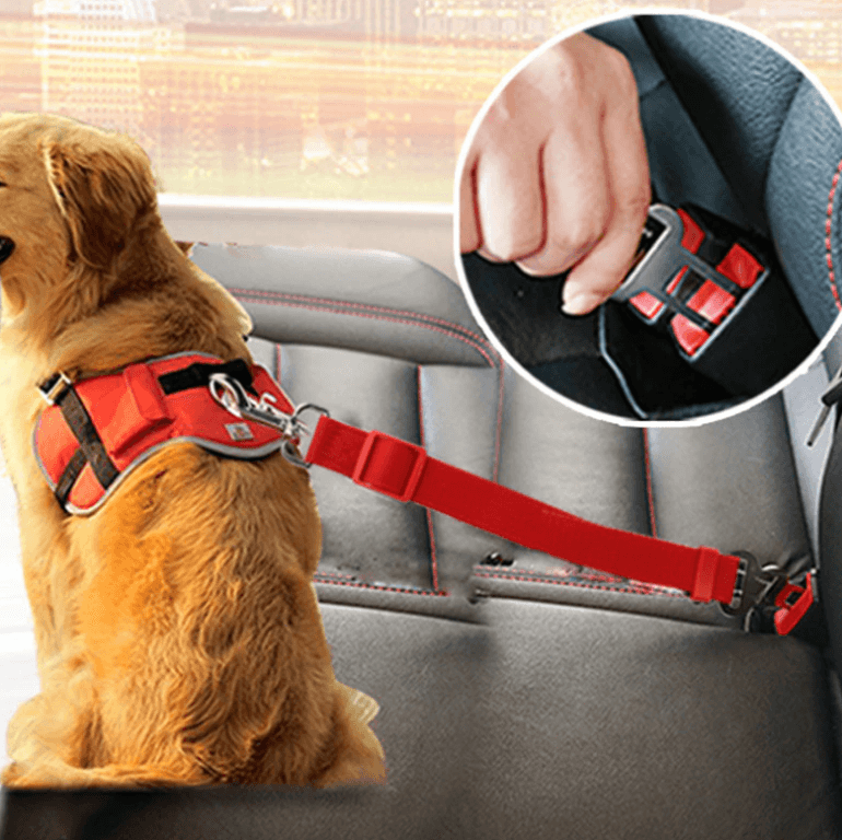 Dog Car Seatbelt Adjustable Nylon 2-in-1 Lead Clip Safety Harness Restraint Travel Strap Universal Fit Vehicle | Koossa