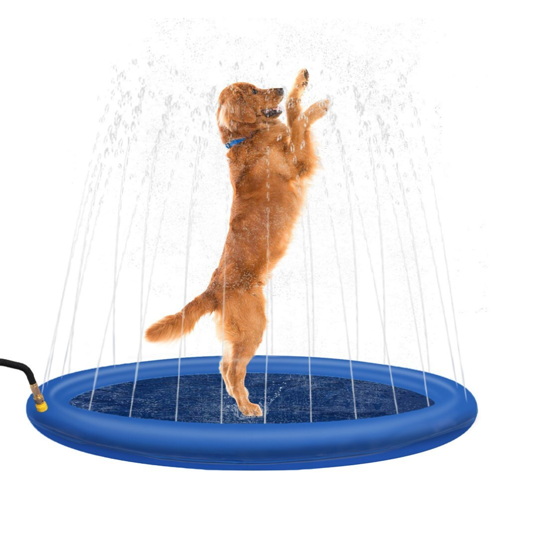 Dog Sprinkler Pad Inflatable PVC Non-Toxic 100cm 150cm 170cm Cooling Mat Garden Hose Summer Splash Play Pool | Koossa