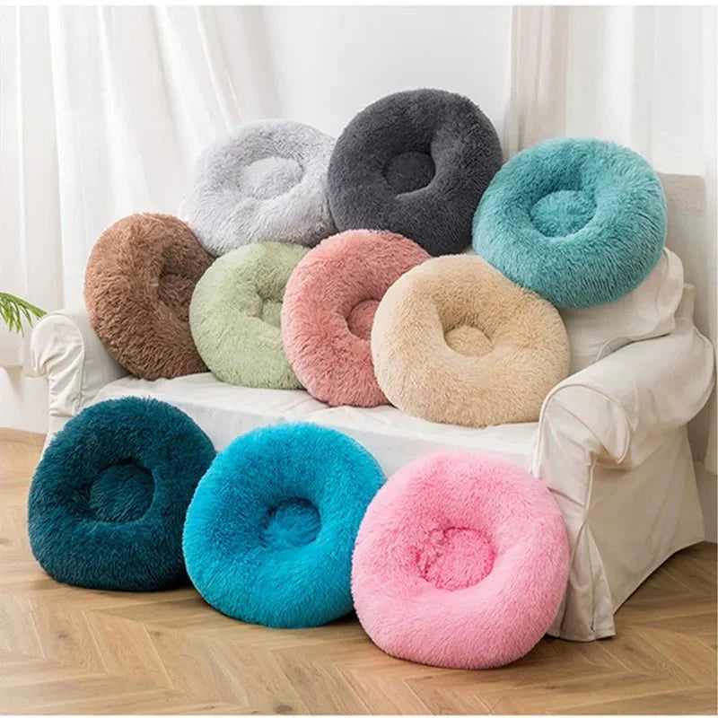Dog Donut Bed Plush Self-Warming Raised Rim S–3XL 40–100cm Joint Support Calming Cat Dog Round Nest Bed Washable | Koossa