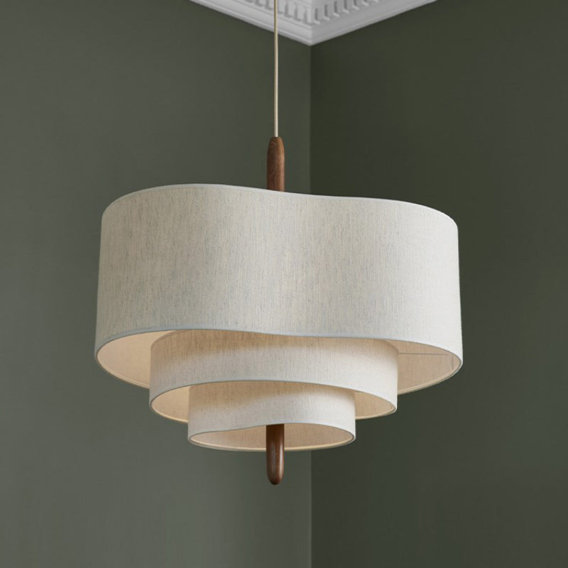 Suspension luminaire textile style zen bois métal éclairage diffus pour salle à manger chambre salon ambiance | Koossa