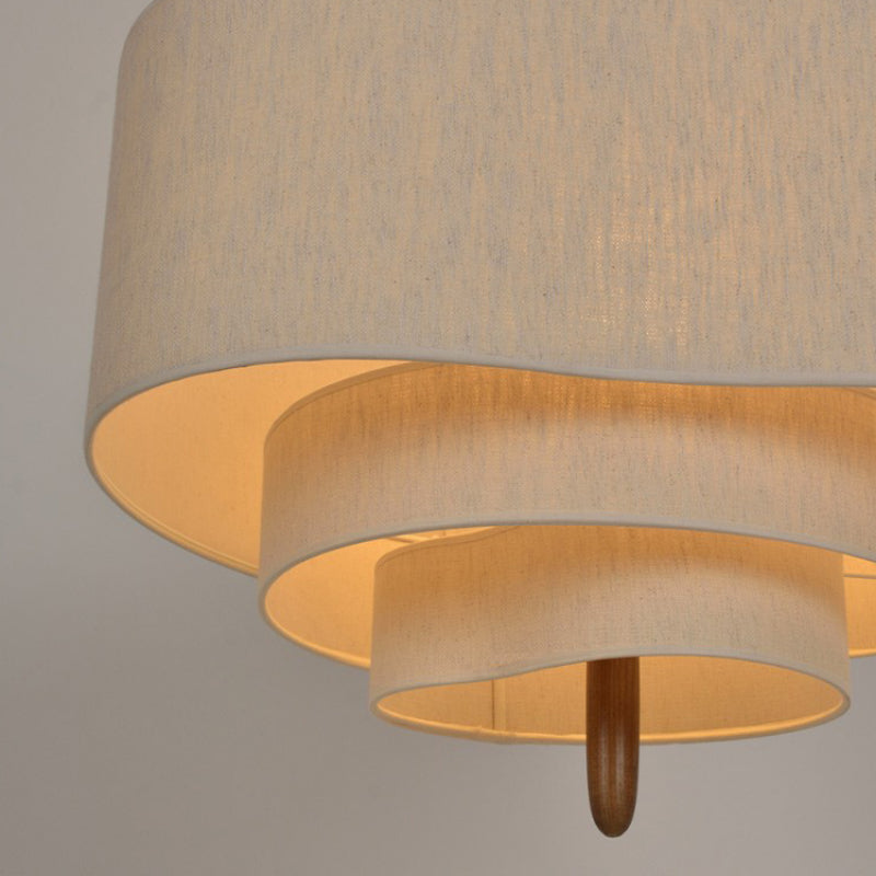 Suspension luminaire textile style zen bois métal éclairage diffus pour salle à manger chambre salon ambiance | Koossa