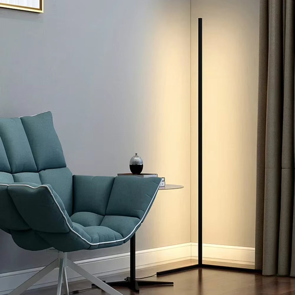 Dimmable LED Corner Floor Lamp, 56 in Tall, 3 Color Temperatures, Black or White – Modern Standing Light for Living Room, Bedroom & Office | Lonoma
