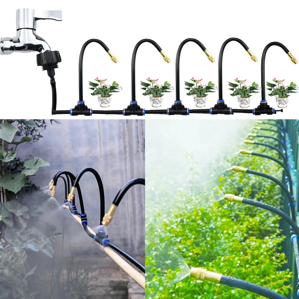Système d'Irrigation Goutte-à-Goutte 360° Laiton Tuyau PE 8 mm Arrosage Automatique Jardin Balcon Serre | Koossa
