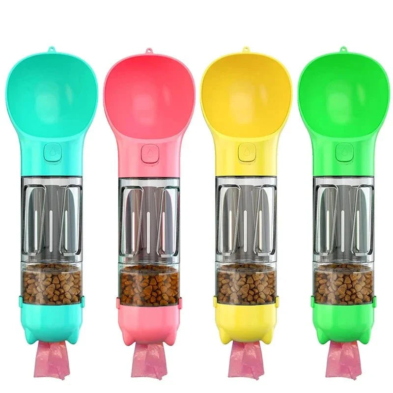 Dog Water Bottle 3-in-1 BPA-Free 300ml 500ml Food Compartment Poop Bag Dispenser Portable Travel Walking Dog Cat | Koossa