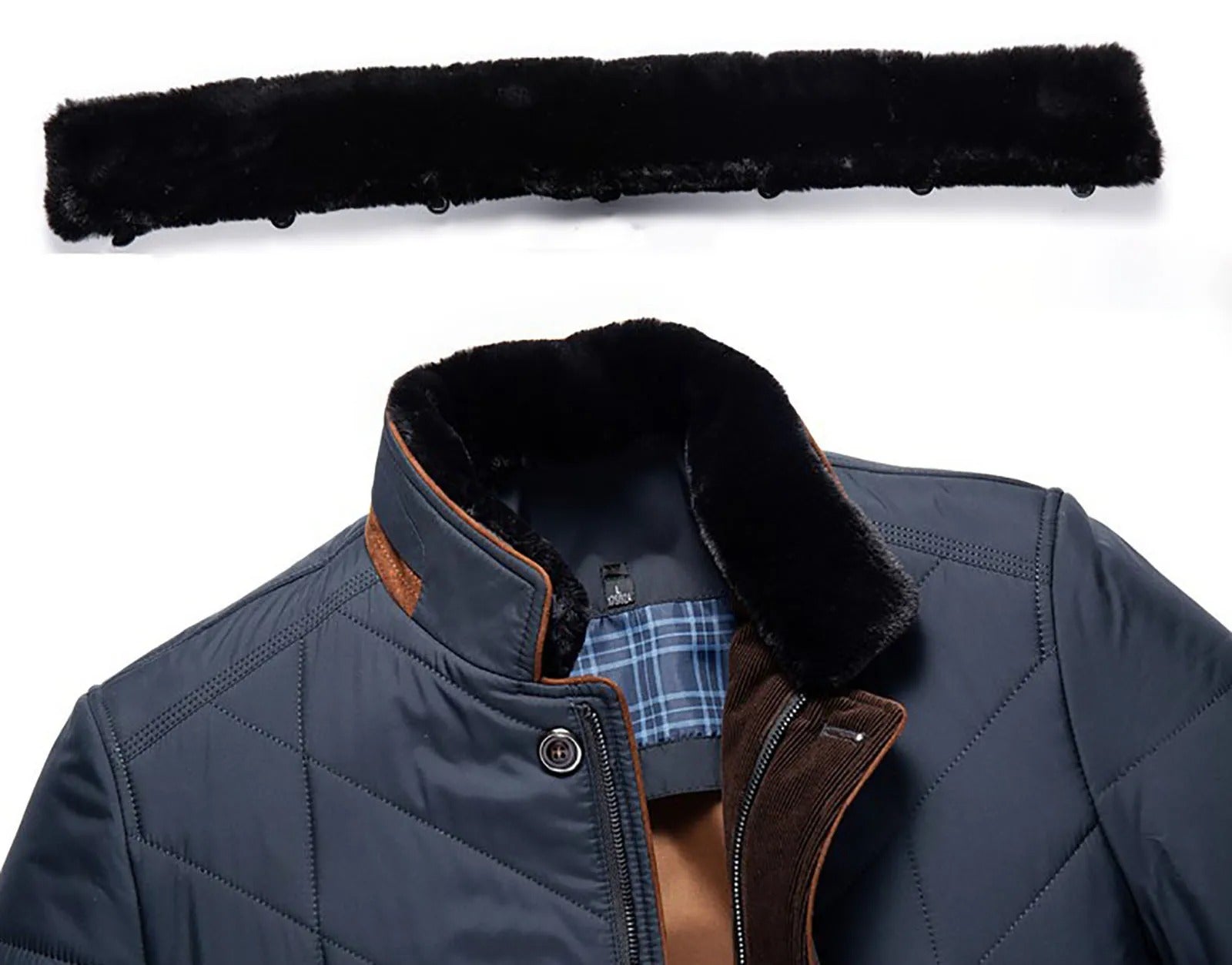 Men's Quilted Winter Jacket in Navy and Grey — Classic Smart-Casual Coat for Autumn and Winter | Koossa