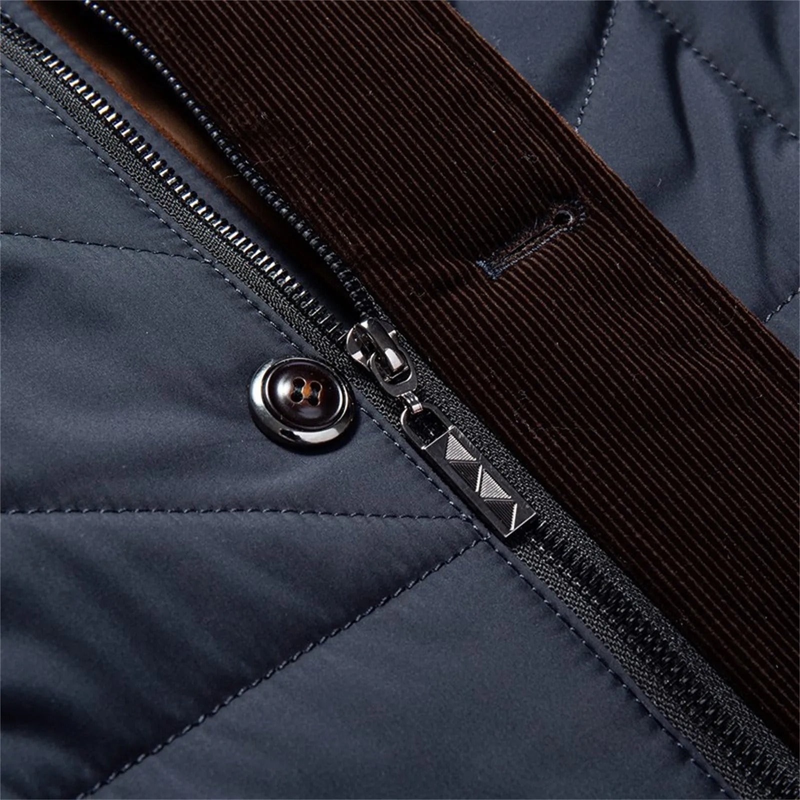 Men's Quilted Winter Jacket in Navy and Grey — Classic Smart-Casual Coat for Autumn and Winter | Koossa