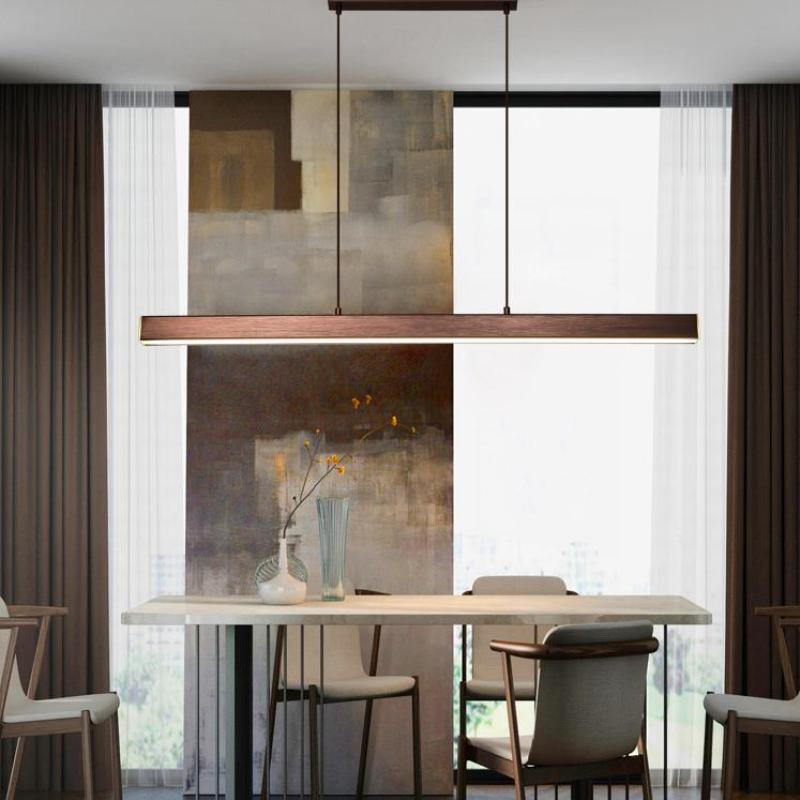 Adjustable Linear LED Pendant Light Metal Acrylic Fixture for Kitchen Island Dining Room Modern Hanging Ceiling Lamp Dimmable 3-Color | Lonoma