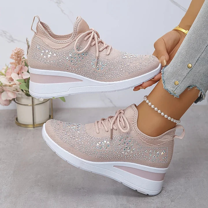 Women's Ergonomic Lace-Up Trainers in Premium Canvas with Cushioned Sole for All-Day Comfort | Koossa