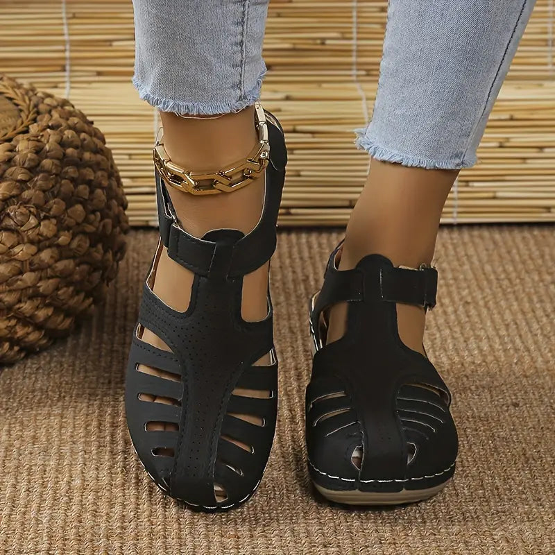 Women's Open-Toe Wedge Sandals with Supportive Footbed — Comfortable Summer Footwear for All-Day Wear | Koossa