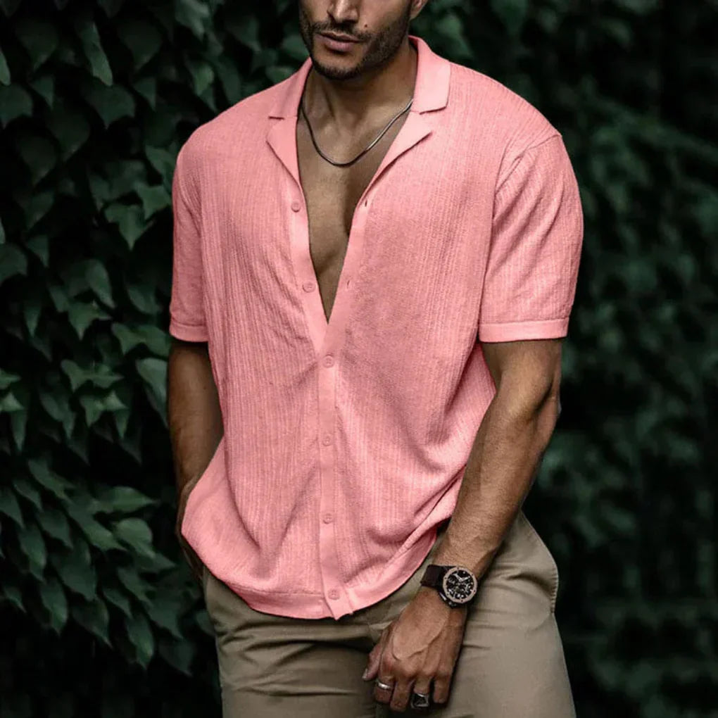 Men's Button-Front Summer Shirt — Lightweight Relaxed Fit Shirt for Casual Wear & Warm Weather | Koossa
