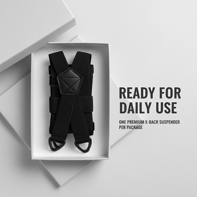 X-Back Suspenders with 4 Clips, Adjustable Elastic Belt Alternative, Non-Slip Grip for Work, Weddings and Everyday Wear | Lonoma