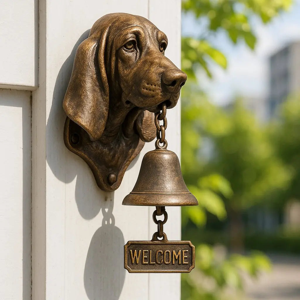 Dog Breed Door Bell Cast Metal Wall Mount Chime Antique Bronze Finish Decorative Outdoor Indoor Entry Greeter 10.6 Inch | Lonoma