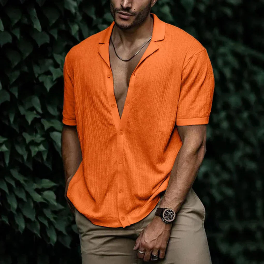 Men's Button-Front Summer Shirt — Lightweight Relaxed Fit Shirt for Casual Wear & Warm Weather | Koossa