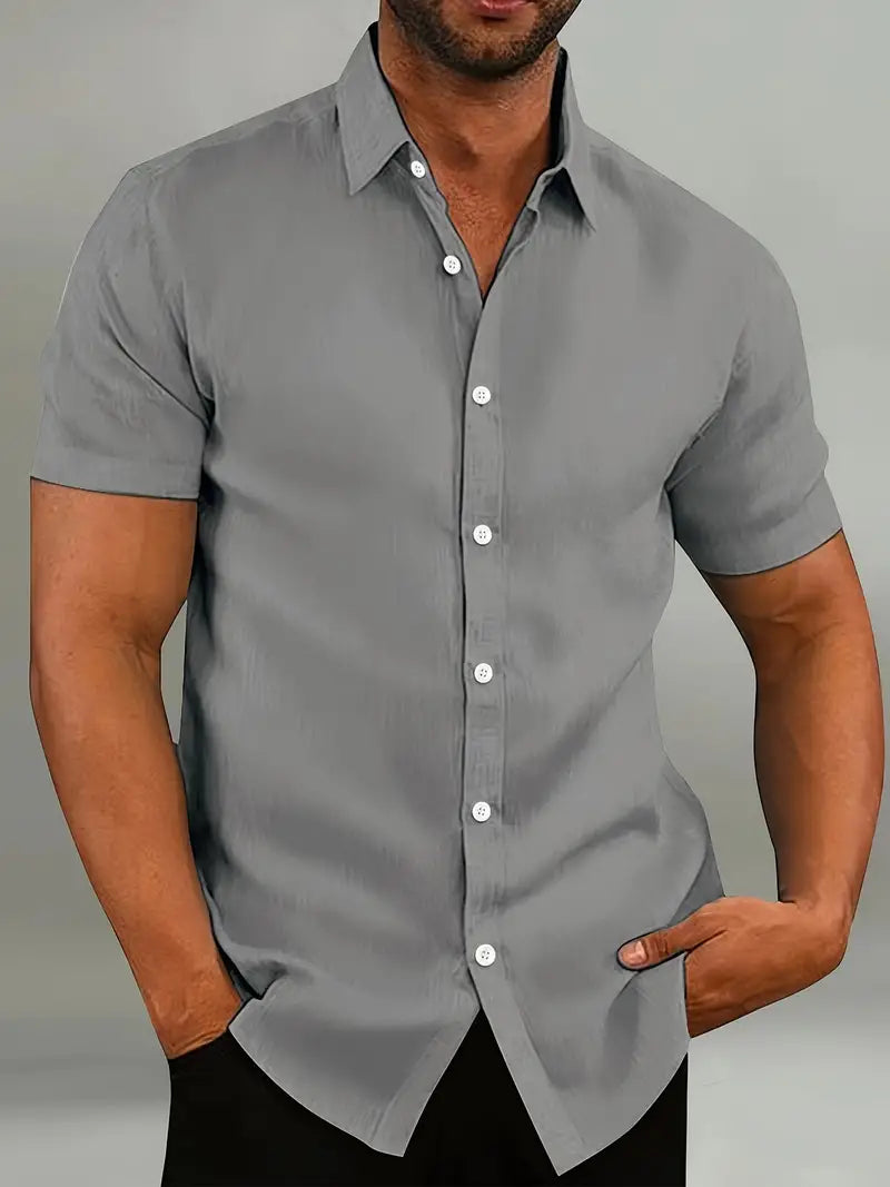 Men's Short-Sleeved Cotton Shirt in Eight Classic Colours – Perfect for Relaxed Warm-Weather Dressing, Garden Parties, and Coastal Escapes | Koossa