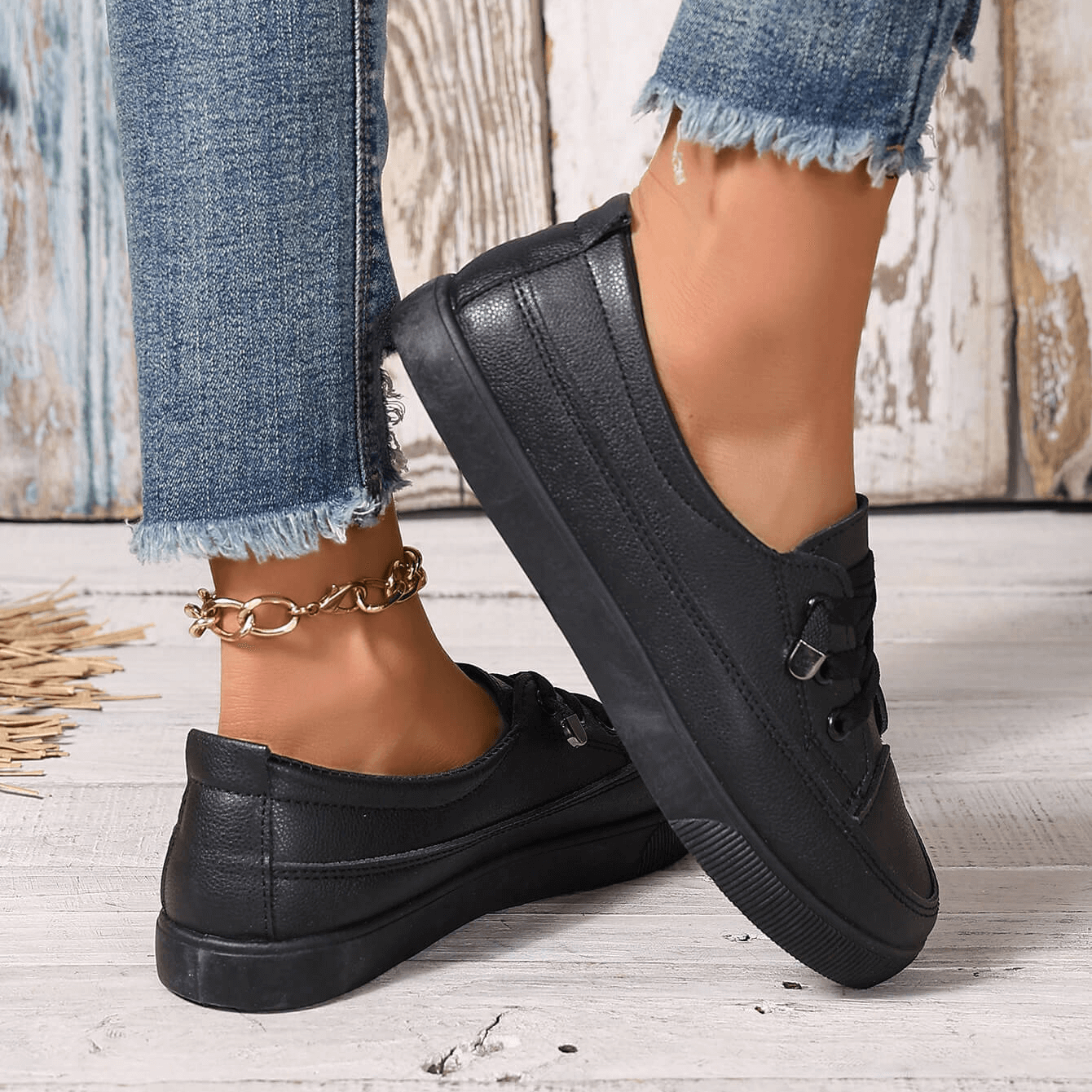 Women's Lace-Up Orthopedic Shoes with Cushioned Insoles in White, Black & Beige – All-Day Comfort for Everyday Errands, Walking & Casual Outings | Koossa