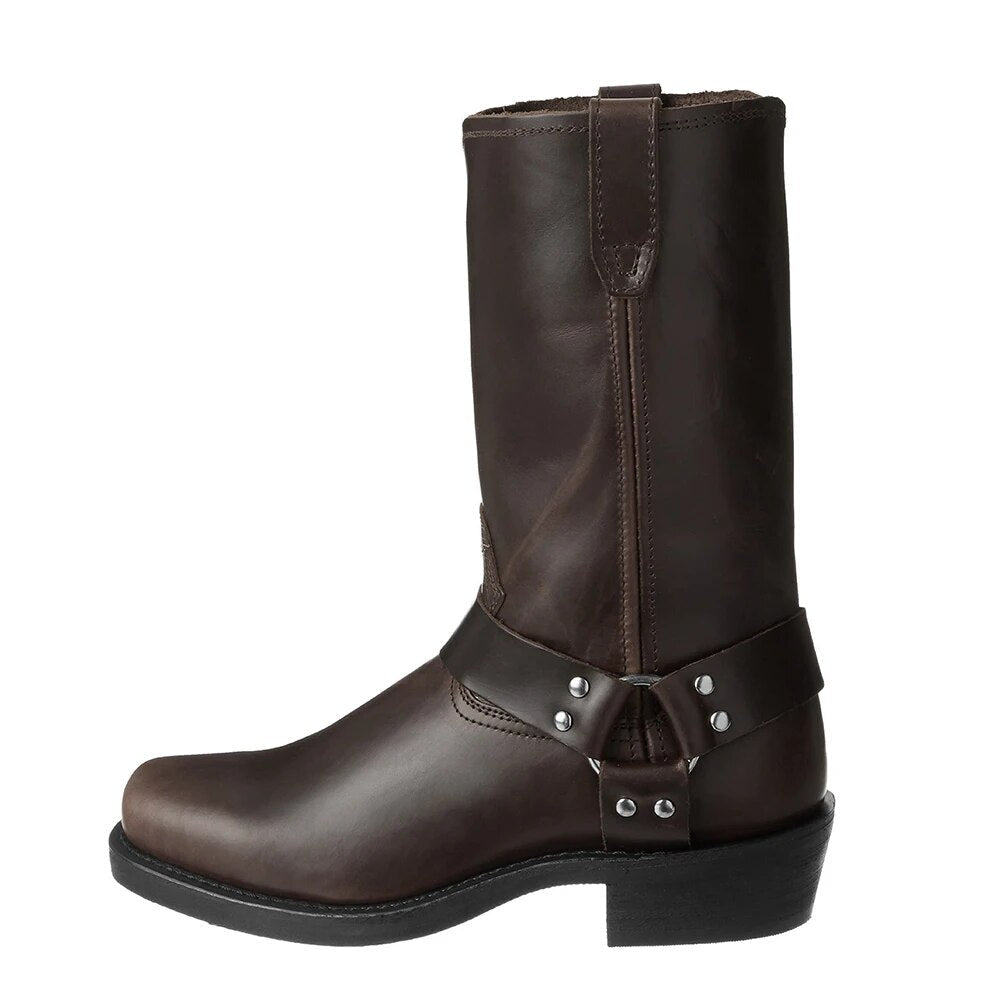 Western Cowboy Boots for Men Waterproof Leather Pull-On Ankle Boots Casual Dress Work Footwear for Everyday | Lonoma