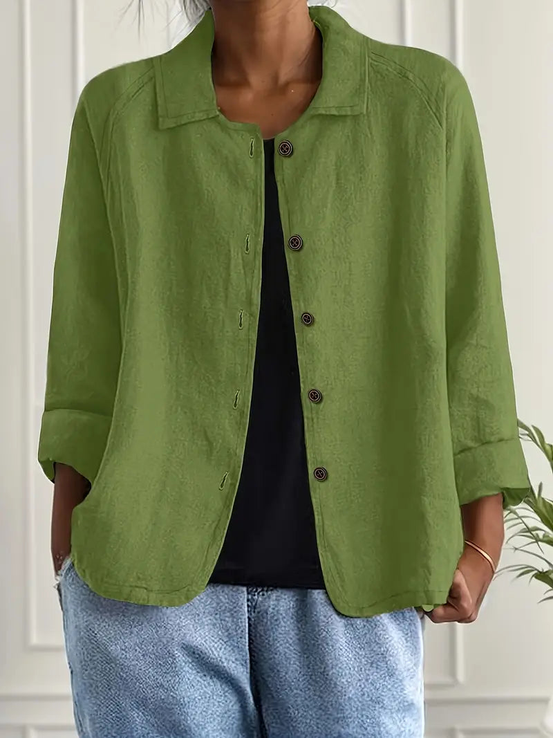 Women's Long Sleeve Shirt — Classic Breathable Button-Through Blouse for Everyday Comfort & Relaxed Tailoring | Koossa