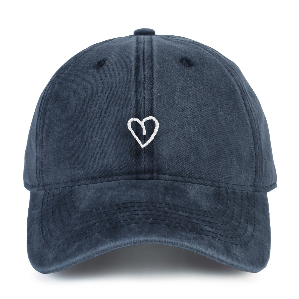Women's Adjustable Baseball Cap, Washed Cotton Hat with Embroidered Heart, Breathable Summer Sun Hat for Casual Outdoor Wear | Lonoma