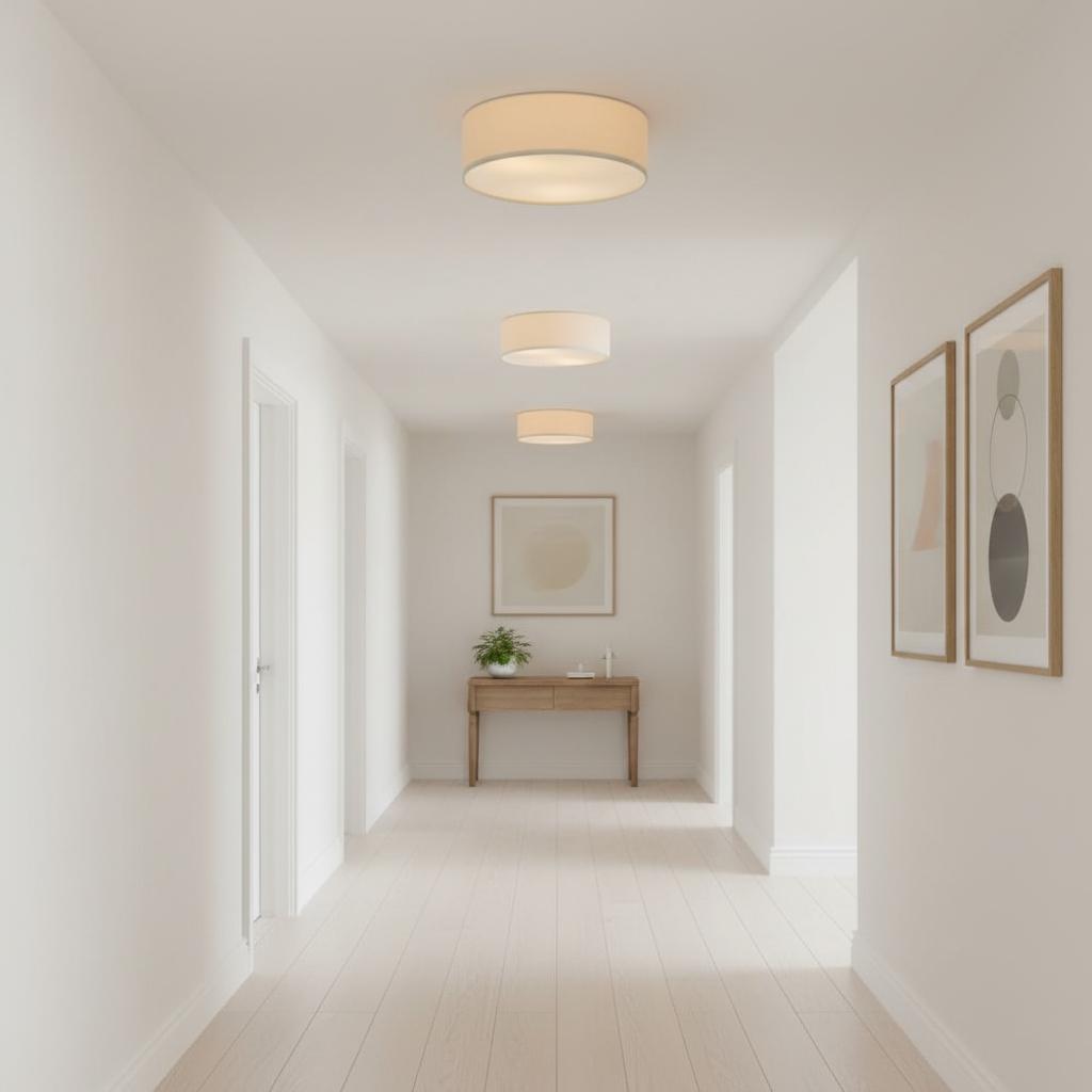 Flush Mount Drum Shade Ceiling Light with Fabric Shade for Entryway, Hallway, Bedroom, Dining Room, Kitchen | Lonoma