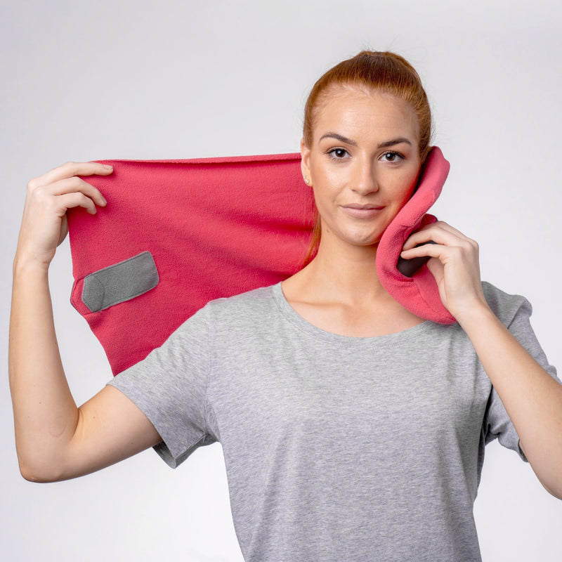 Coussin de voyage cervical ergonomique en mousse à mémoire de forme avec housse respirante et sangle ajustable | Koossa