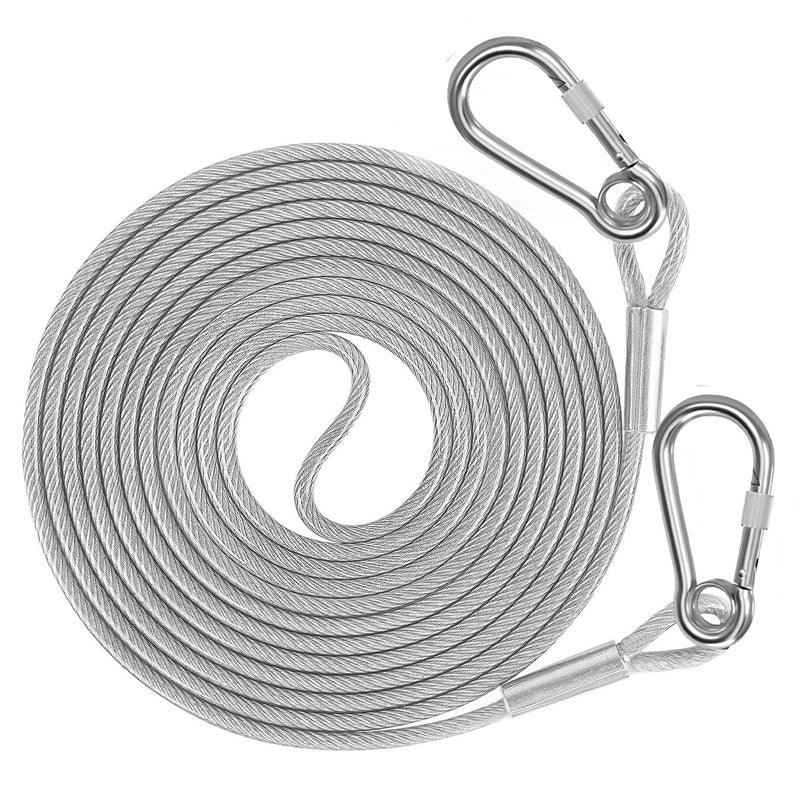 Longe d'attache en acier 3 mm anti-morsure pour chien jardin camping extérieur mousquetons robustes sécurisés | Koossa