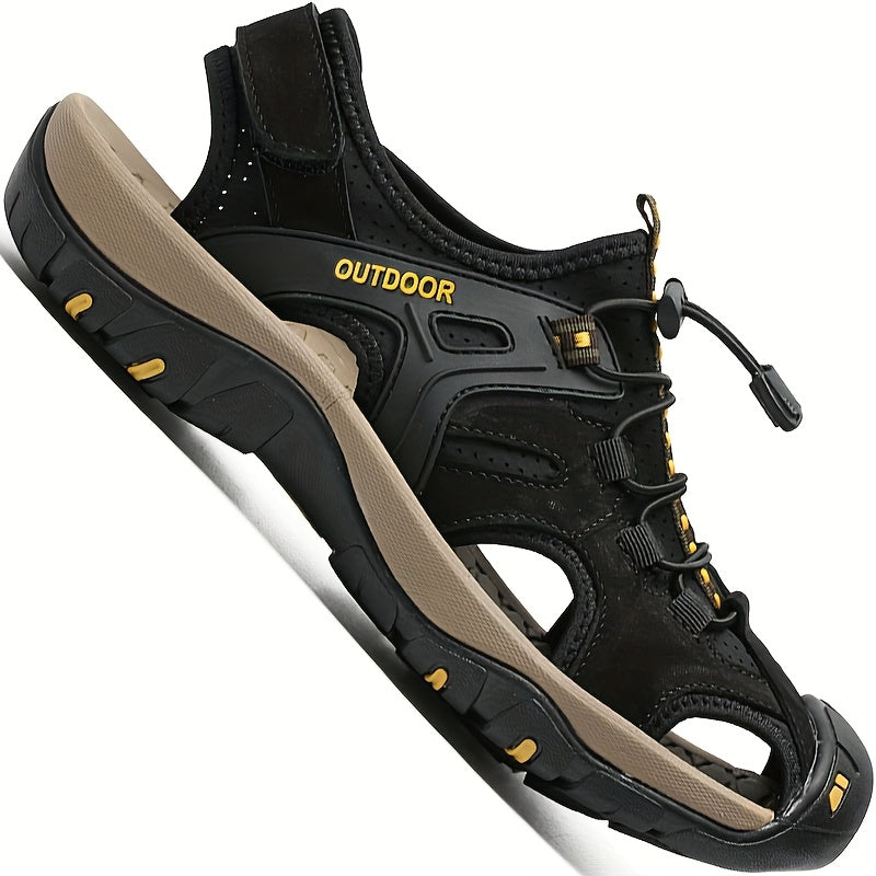 Men's Leather Fisherman Sandals, Closed Toe Breathable Summer Sandals for Walking, Hiking, Beach & Casual Outdoor Wear | Lonoma