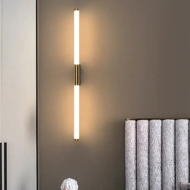 Linear LED Wall Sconce Gold Finish 19-27 inch Acrylic Shade for Bathroom Vanity Mirror Modern Over Mirror Light Bar | Lonoma