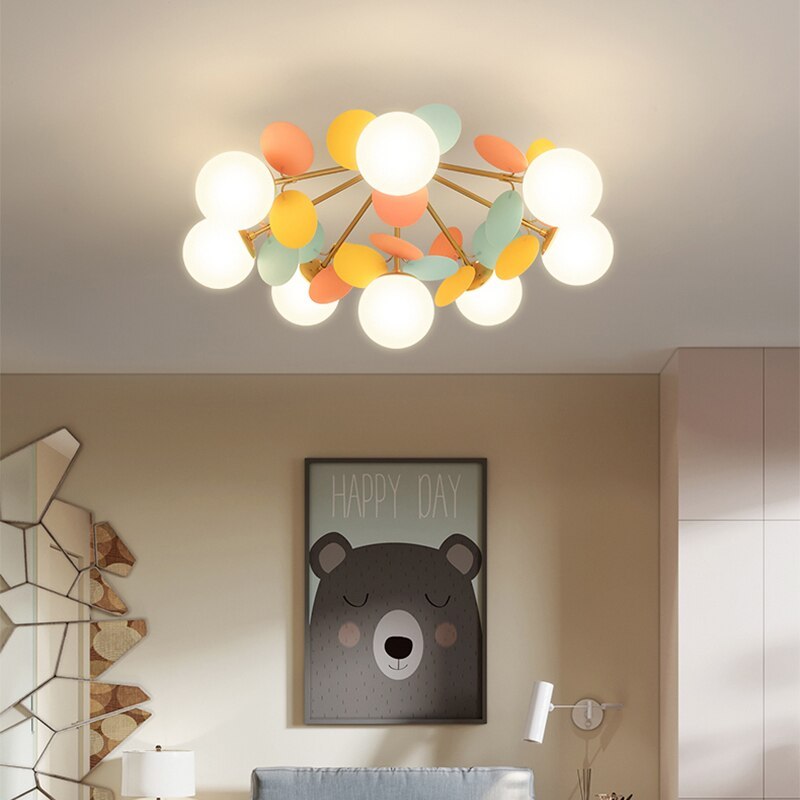 Floral Branch Ceiling Light Fixture Multi-Arm Glass Flower Chandelier Modern Botanical Flush Mount for Dining Room Bedroom Kitchen | Lonoma
