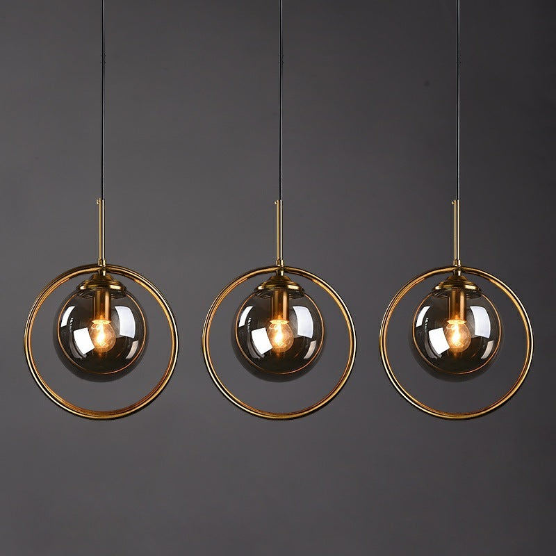 Glass Pendant Light with Metal Ring Frame - Modern Hanging Ceiling Fixture with Adjustable Color Temperature - Dimmable LED Lighting for | Lonoma