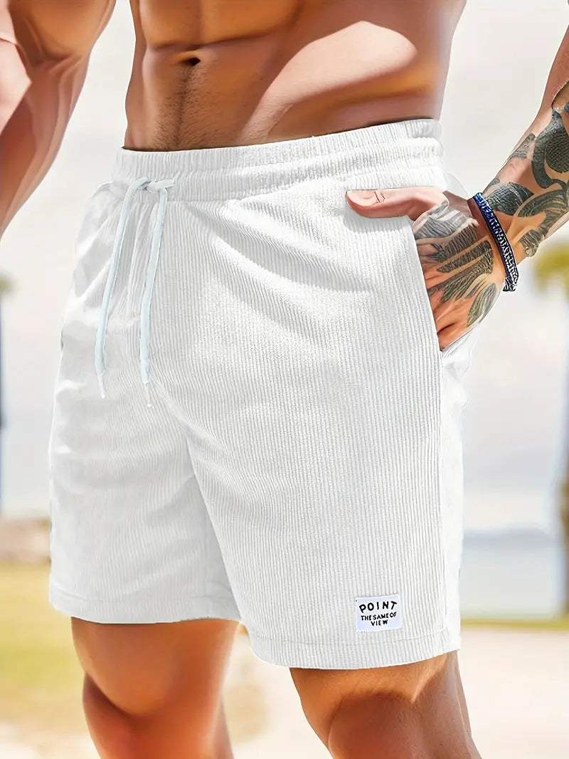 Men's Brown Corduroy Summer Shorts — Elasticated Waist Casual Shorts for Weekend & Holiday Wear | Koossa