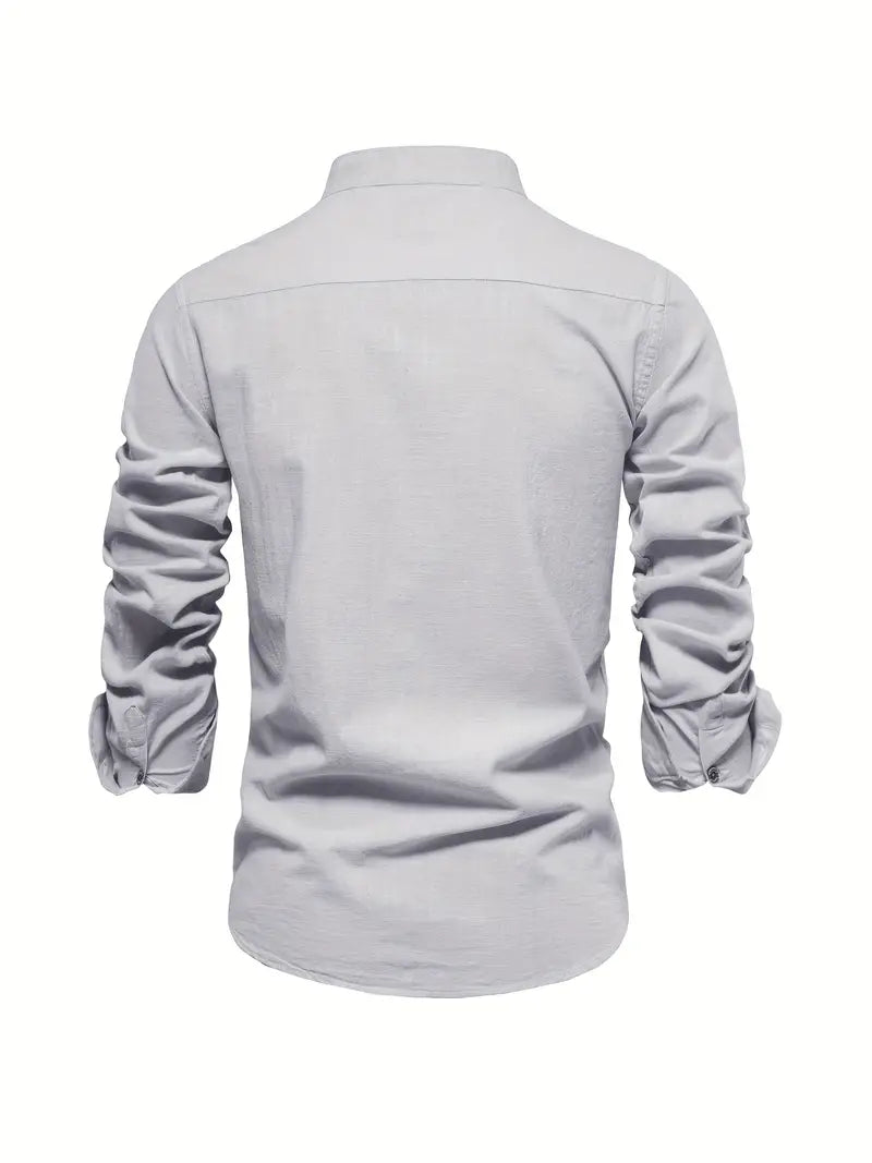Men's Slim Fit Long Sleeve Shirt in Cotton Blend | Classic Tailored Collar | Smart Casual Workwear | Koossa
