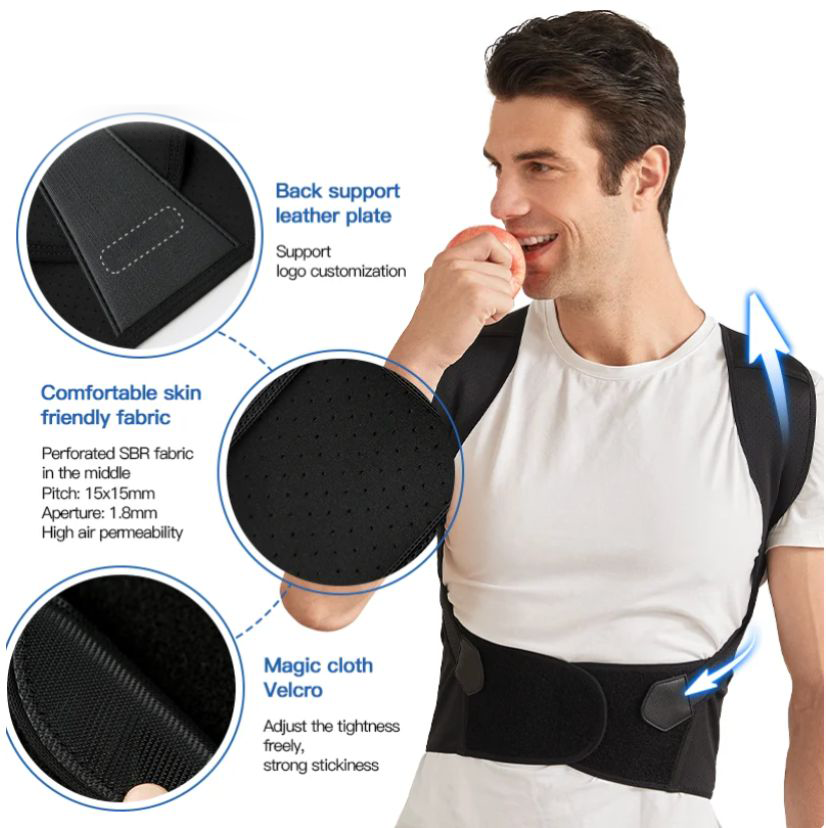 Women's Black Posture Corrector Support Brace — Back & Shoulder Support for Office & Daily Wear | Koossa