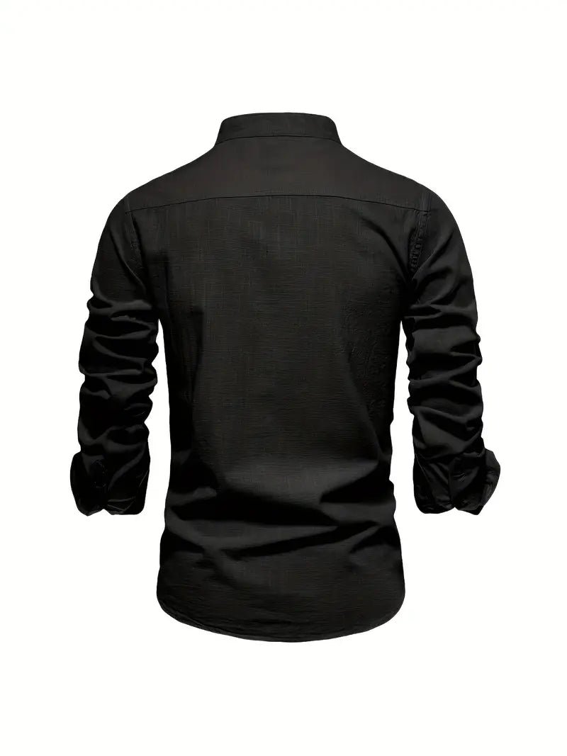 Men's Slim Fit Long Sleeve Shirt in Cotton Blend | Classic Tailored Collar | Smart Casual Workwear | Koossa
