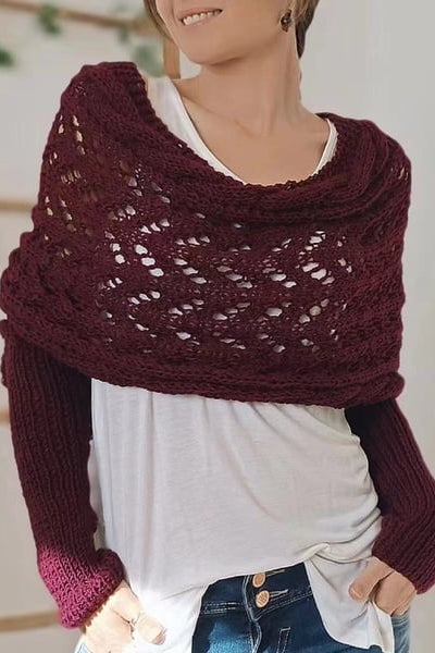 Women's Off-Shoulder Knit Shrug — Open-Weave Layering Wrap for Autumn & Winter Casual Elegance | Koossa