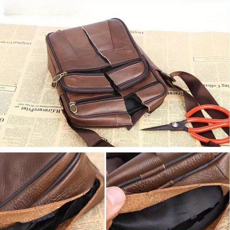 Men's Genuine Leather Messenger Bag with Adjustable Strap for Work and Travel | Crossbody Shoulder Bag | Lonoma
