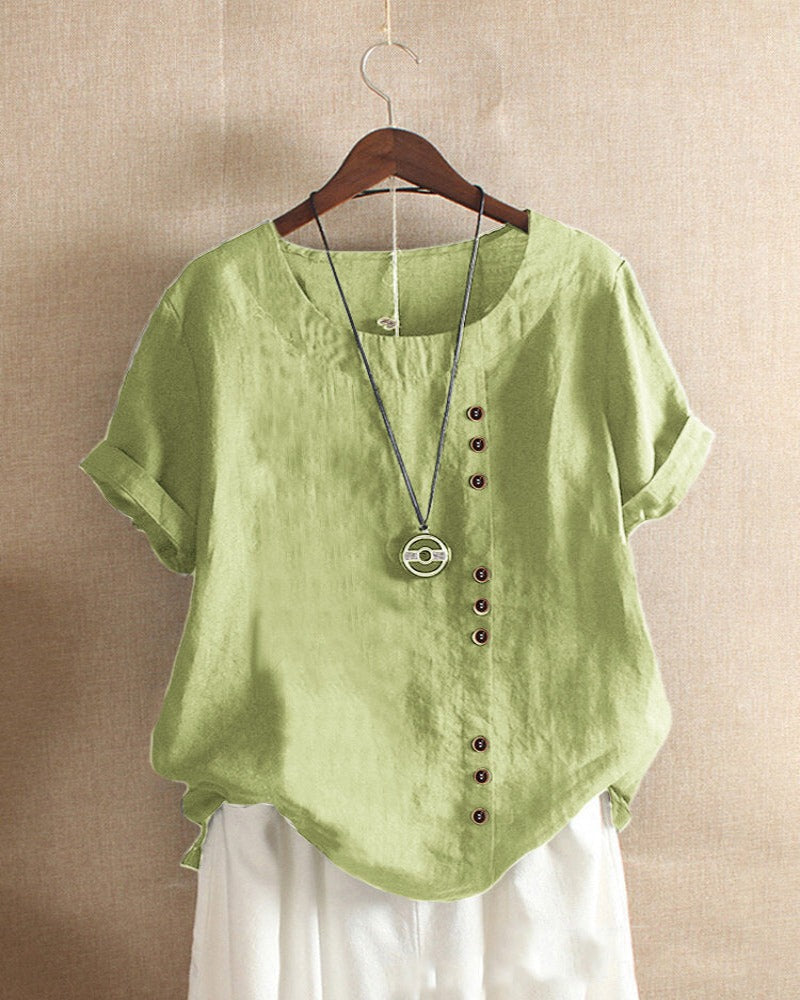 Women's Round Neck Short Sleeve Blouse in Nine Versatile Colours – Effortless Style for Work and Leisure | Koossa