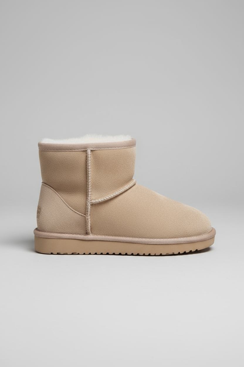 Women's Fur-Lined Ankle Boots in Beige, Black, Khaki & Grey for Winter | Warm Short Boots with Non-Slip Sole | Comfortable Cold Weather Footwear | Koossa