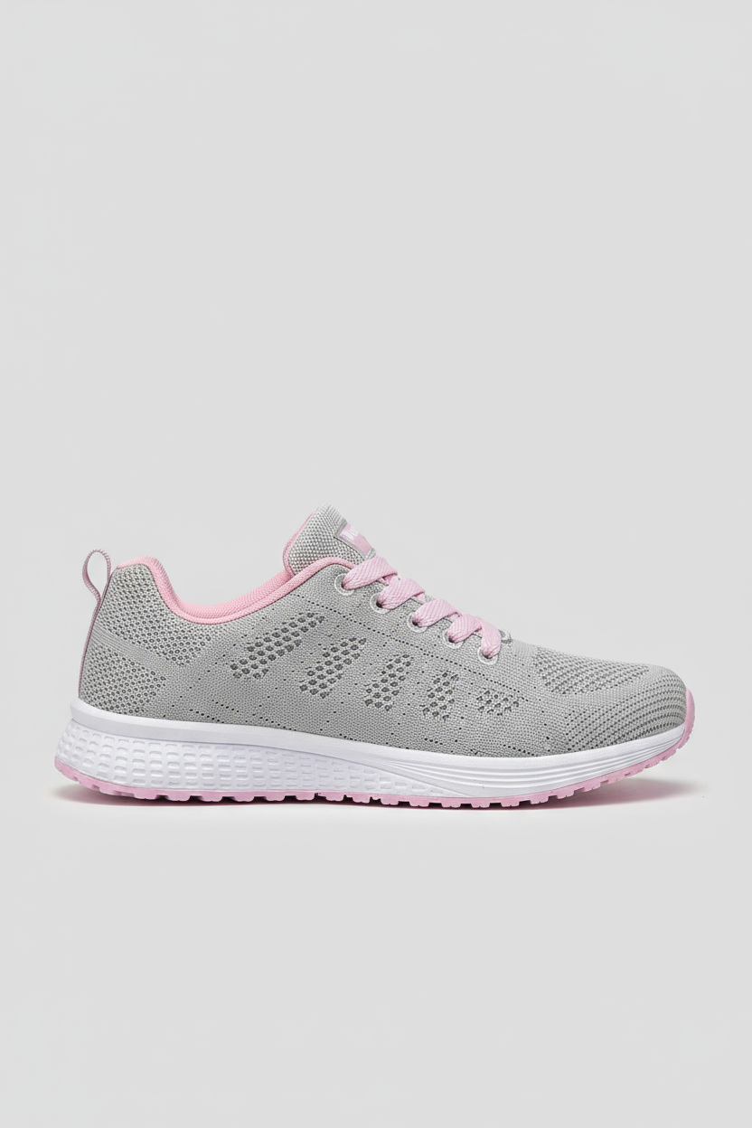 Women's Breathable Knit Trainers White Lightweight Cushioned Sports Shoes for Walking Gym Casual Everyday Comfort | Koossa