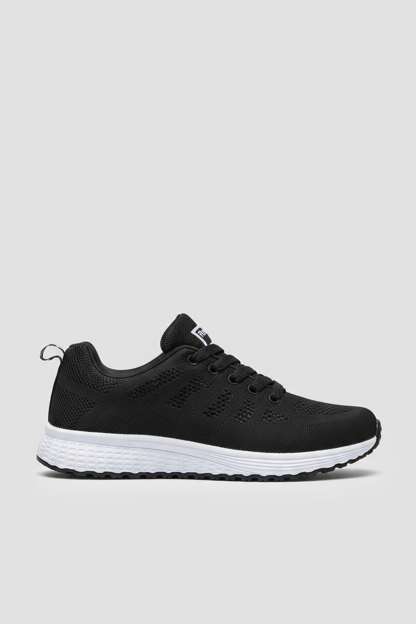 Women's Breathable Knit Trainers White Lightweight Cushioned Sports Shoes for Walking Gym Casual Everyday Comfort | Koossa