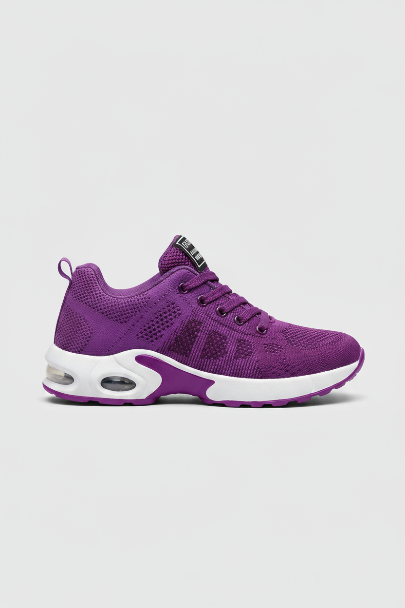 Women's Air-Cushioned Mesh Trainers in Black, White & Pink | Lightweight Breathable Sneakers for Walking Gym Everyday Comfort | Koossa