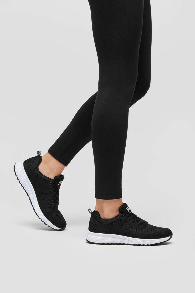 Women's Breathable Knit Trainers White Lightweight Cushioned Sports Shoes for Walking Gym Casual Everyday Comfort | Koossa